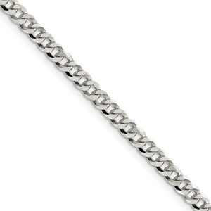 4mm, Sterling Silver, Solid Beveled Curb Chain Necklace, 24 Inch